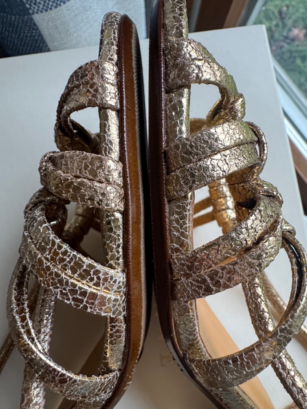 Sezane Gloria Gold Strap Block Heel Sandals - Picture 11 of 16